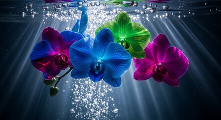 Submerged Beauty Vibrant Orchids Dancing