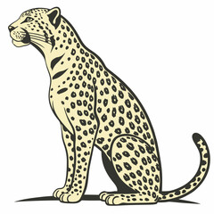 Jaguar Image vector. Spotted Jaguar Sitting Vector Image on white background.