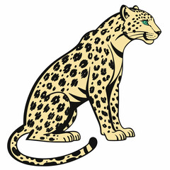 Jaguar Image vector. Spotted Jaguar Sitting Vector Image on white background.