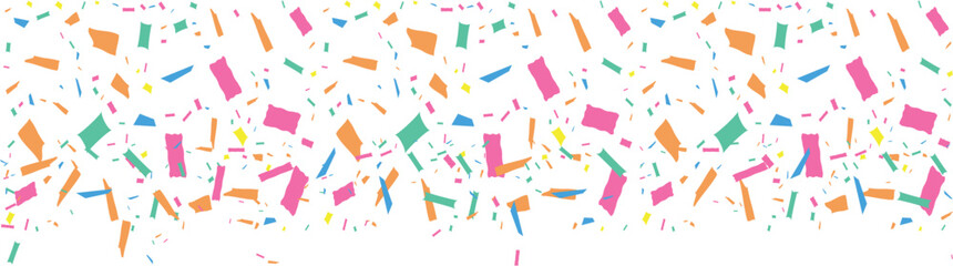 Colorful confetti falling against a white background, creating a festive and celebratory pattern for various occasions.