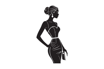 Elegant silhouette of a woman in a formal dress