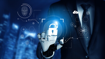 AI monitoring cybersecurity, verifying biometric access, analyzing identity patterns, and securing...