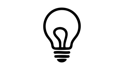 Minimal Black Light Bulb Icon Isolated on Transparent Background