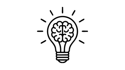 Light Bulb with Brain Inside Icon Symbolizing Creative Idea