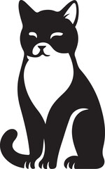 Content cat sitting silhouette black and white, Relaxed feline silhouette animal design