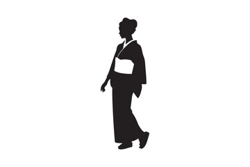 Silhouette of a woman in a traditional kimono