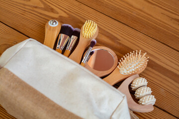 A wooden comb, a wooden roller for restorative facial massage, lymphatic drainage, and wrinkle...