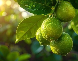 Fresh limes on a tree