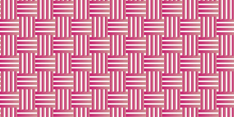 seamless pink geometric pattern with square lines maze gradient fabric cloth textile ornament texture background.	