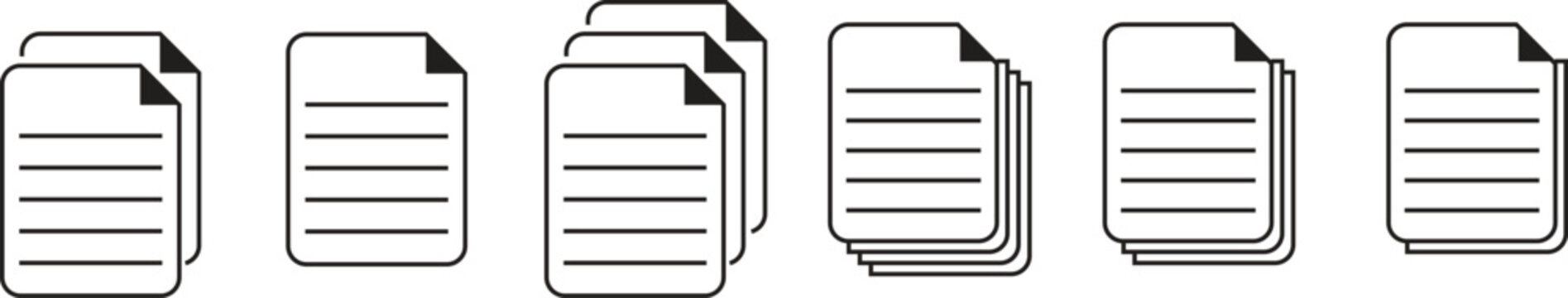A collection of icons representing stacks of documents, varying in the number of pages shown.