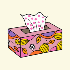 Tissues with box. Colored box with pop up tissue isolated on white background, Eps file. 
