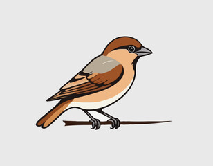 Sparrow Bird Vector Logo Design isolated on white background.