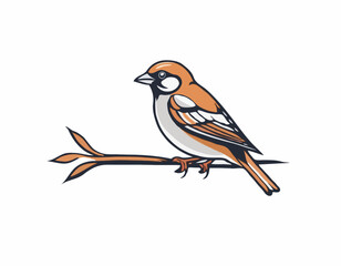 Sparrow Bird Vector Logo Design isolated on white background.