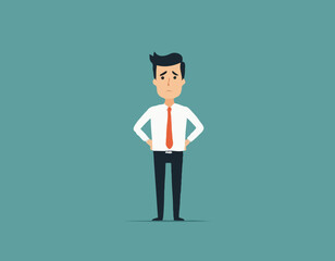 Cartoon Office Worker Shrugging Shoulders While Standing in a Casual Pose Vector Illustration