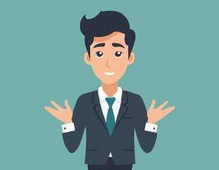 Cartoon Office Worker Shrugging Shoulders While Standing in a Casual Pose Vector Illustration