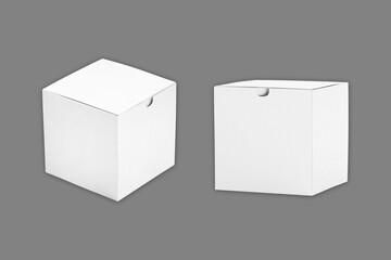 Plain white cardboard packaging box mockup isolated on background. 3d rendering.