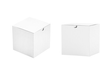 Plain white cardboard packaging box mockup isolated on background. 3d rendering.