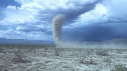Desert Dust Devil under a Dramatic Sky