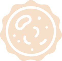 A simple flat illustration of a round cookie with abstract shapes, symbolizing sweetness, dessert, and comfort food.