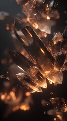 Captivating Display of Glowing Crystal Shards Floating in Infinite Black Space, Perfect for Fantasy or Sci-Fi Themes