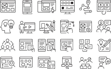 Web UI UX Icons Set Website and Mobile App Interface Elements