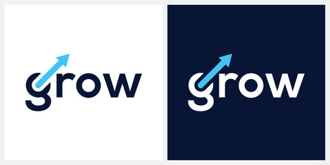 word mark grow logo design graphic, typography text grow vector icon