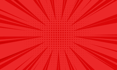 Red comic sunburst effect background with halftone. pop art comic-style vector background. Suitable for templates, sale banners, events, ads, Vector eps10