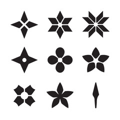 Obraz premium minimalist symmetrical flower and star vector icons collection radial motifs for branding and print ai eps jpeg