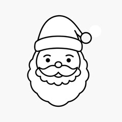 clean vector line art of santa claus face with hat.eps