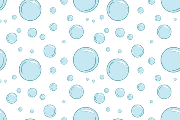 seamless blue bubbles vector pattern translucent spheres glossy texture background for design