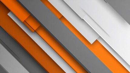 Obraz premium Abstract composition of layered rectangles, in orange, gray, and white diagonal design