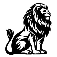 Fototapeta premium Majestic Lion Illustration in Black and White Striking Design for Branding