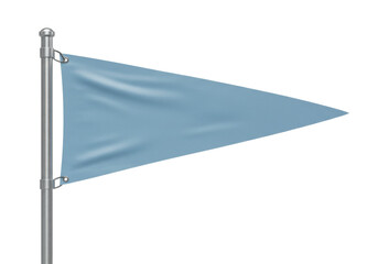Obraz premium Light blue triangular flag on a pole isolated PNG, pennant banner on transparent background for sports and nautical themes