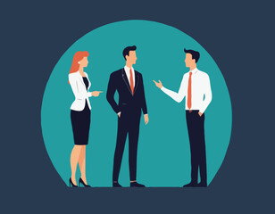 Two Professionals Engaged in a Business Discussion While Standing Vector Illustration