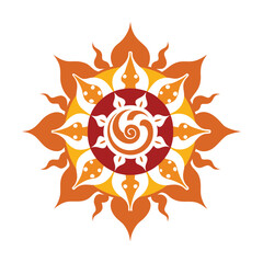 Angkor Guardian Fire Circle Decorative Pattern