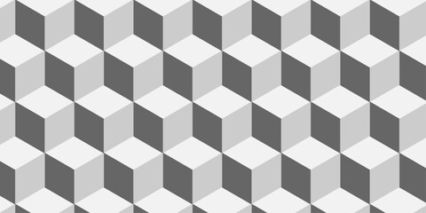Structure white block box cube seamless pattern grid vintage surface triangle web monochrome square texture white overlap cubic background.	