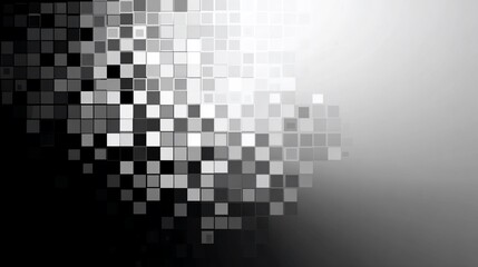 Abstract monochrome pixelated design with a gradient background