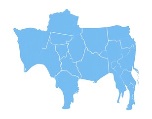Obraz premium Administrative Map of a Region.