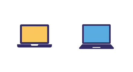 Two stylized laptop icons are displayed against a plain white background