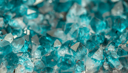 Aquamarine crystal mineral stone. Gems. Mineral crystals in the natural environment. Texture of precious and semiprecious stones. shiny surface of precious stone