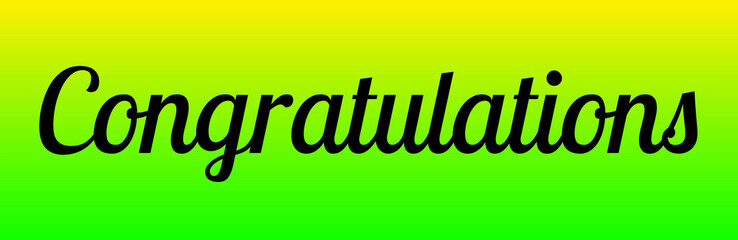 Congratulations Script on Yellow-to-Green Gradient — Flowing Cursive Text for Celebration, Achievement, and Expressive Branding Visuals