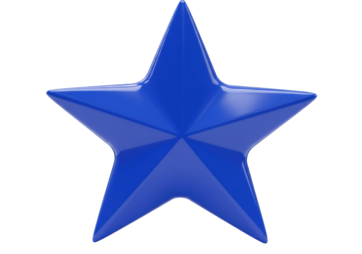 Shiny blue star isolated on transparent background, 3D rendering graphic element for patriotic themes and holiday decorations - Powered by Adobe