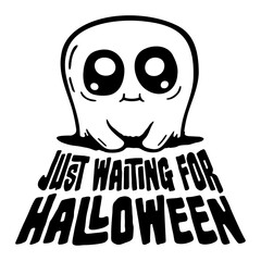 Ghost Just Waiting for Halloween Cute Little Eager Patient Anticipation