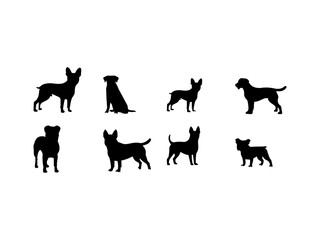 Black dog silhouette icon flat vector illustration design. puppy emotions, animal icons for design, 