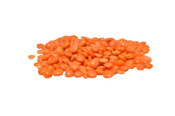Orange lentil grains lie on a PNG background.
