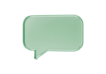 Mint green speech bubble PNG isolated on transparent background, communication and message icon for social media and web design
