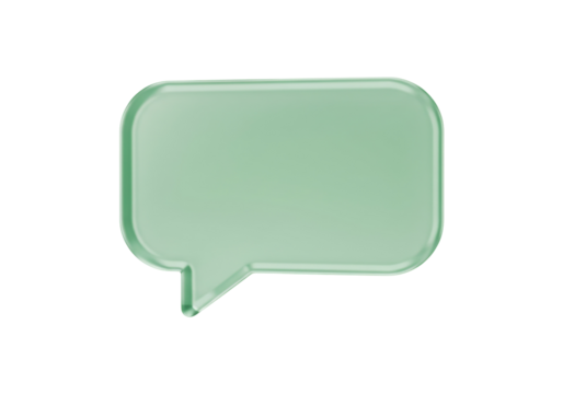 Mint green speech bubble PNG isolated on transparent background, communication and message icon for social media and web design