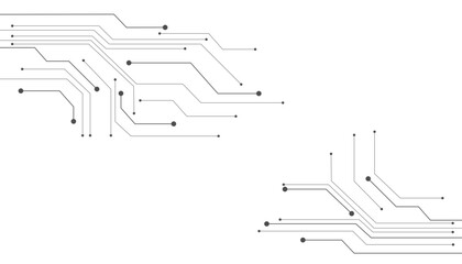 Technology black circuit diagram concept.High-tech circuit board connection system.Vector abstract technology on a white background.