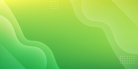 Abstract Green Gradient Fluid Background with Geometric Dots