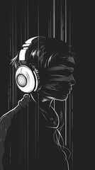  crazy rave girl dj with futuristic headphones 